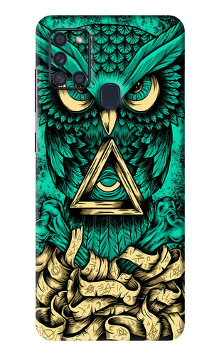 Green Owl Samsung Galaxy A21S Back Skin Wrap