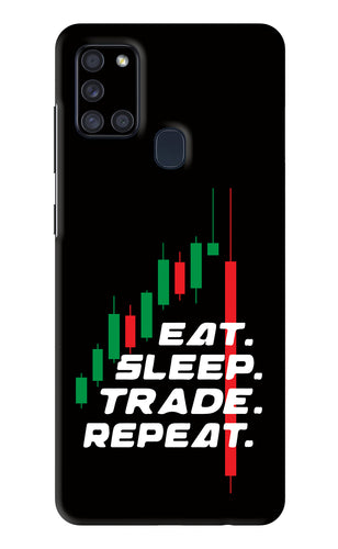 Eat Sleep Trade Repeat Samsung Galaxy A21S Back Skin Wrap