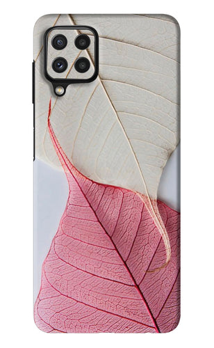 White Pink Leaf Samsung Galaxy A22 Back Skin Wrap