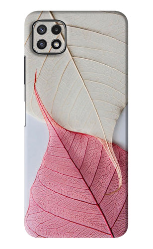 White Pink Leaf Samsung Galaxy A22 5G Back Skin Wrap