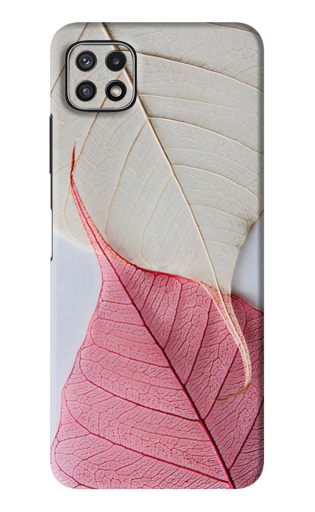 White Pink Leaf Samsung Galaxy A22 5G Back Skin Wrap
