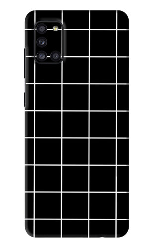 White Grid Samsung Galaxy A31 Back Skin Wrap
