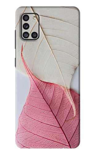 White Pink Leaf Samsung Galaxy A31 Back Skin Wrap
