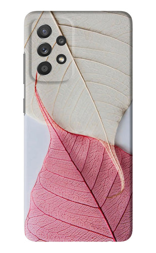 White Pink Leaf Samsung Galaxy A52 Back Skin Wrap