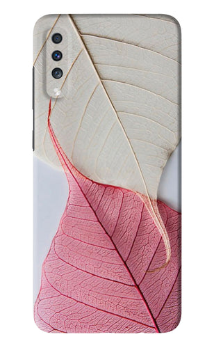 White Pink Leaf Samsung Galaxy A70 Back Skin Wrap