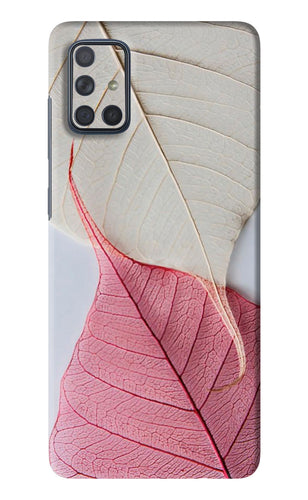 White Pink Leaf Samsung Galaxy A71 Back Skin Wrap