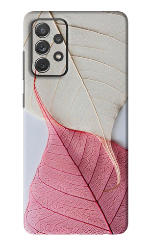 White Pink Leaf Samsung Galaxy A72 Back Skin Wrap