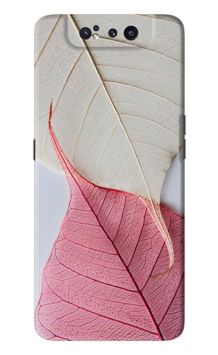 White Pink Leaf Samsung Galaxy A80 Back Skin Wrap