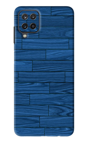 Blue Wooden Texture Samsung Galaxy F12 Back Skin Wrap