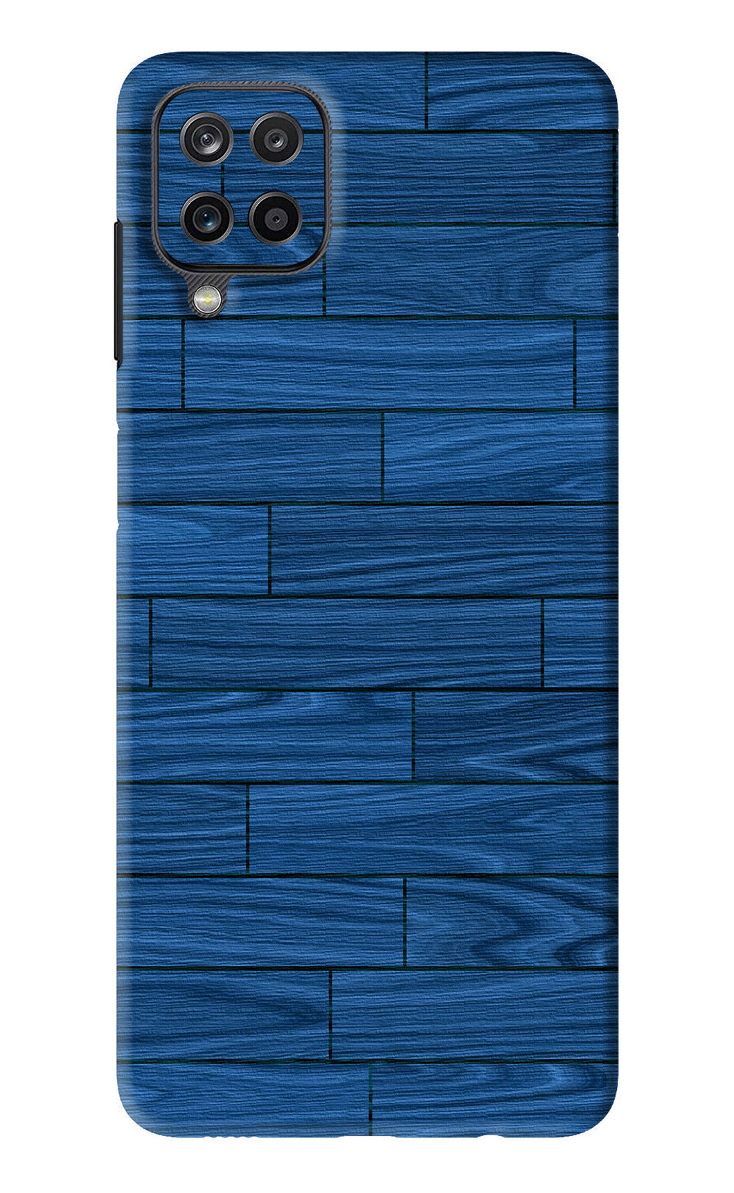 Blue Wooden Texture Samsung Galaxy F12 Back Skin Wrap