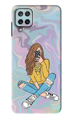Selfie Girl Samsung Galaxy F12 Back Skin Wrap