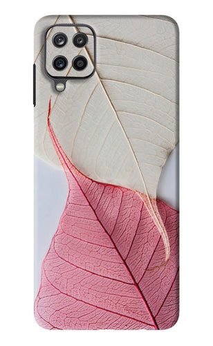 White Pink Leaf Samsung Galaxy F12 Back Skin Wrap