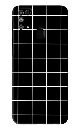 White Grid Samsung Galaxy F41 Back Skin Wrap