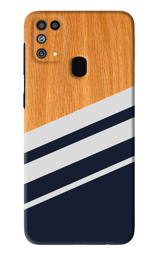 Black And White Wooden Samsung Galaxy F41 Back Skin Wrap