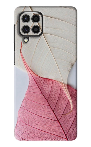 White Pink Leaf Samsung Galaxy F62 Back Skin Wrap