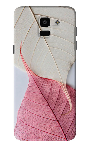 White Pink Leaf Samsung Galaxy J6 Back Skin Wrap