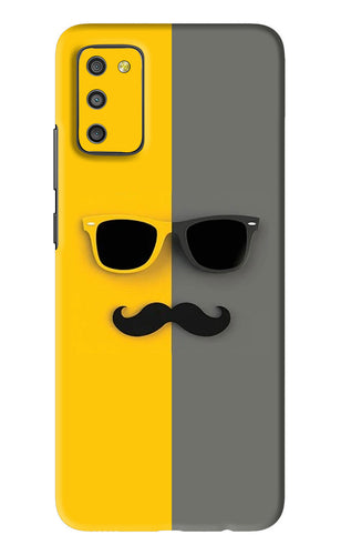 Sunglasses with Mustache Samsung Galaxy M02S Back Skin Wrap
