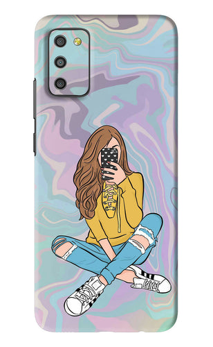 Selfie Girl Samsung Galaxy M02S Back Skin Wrap