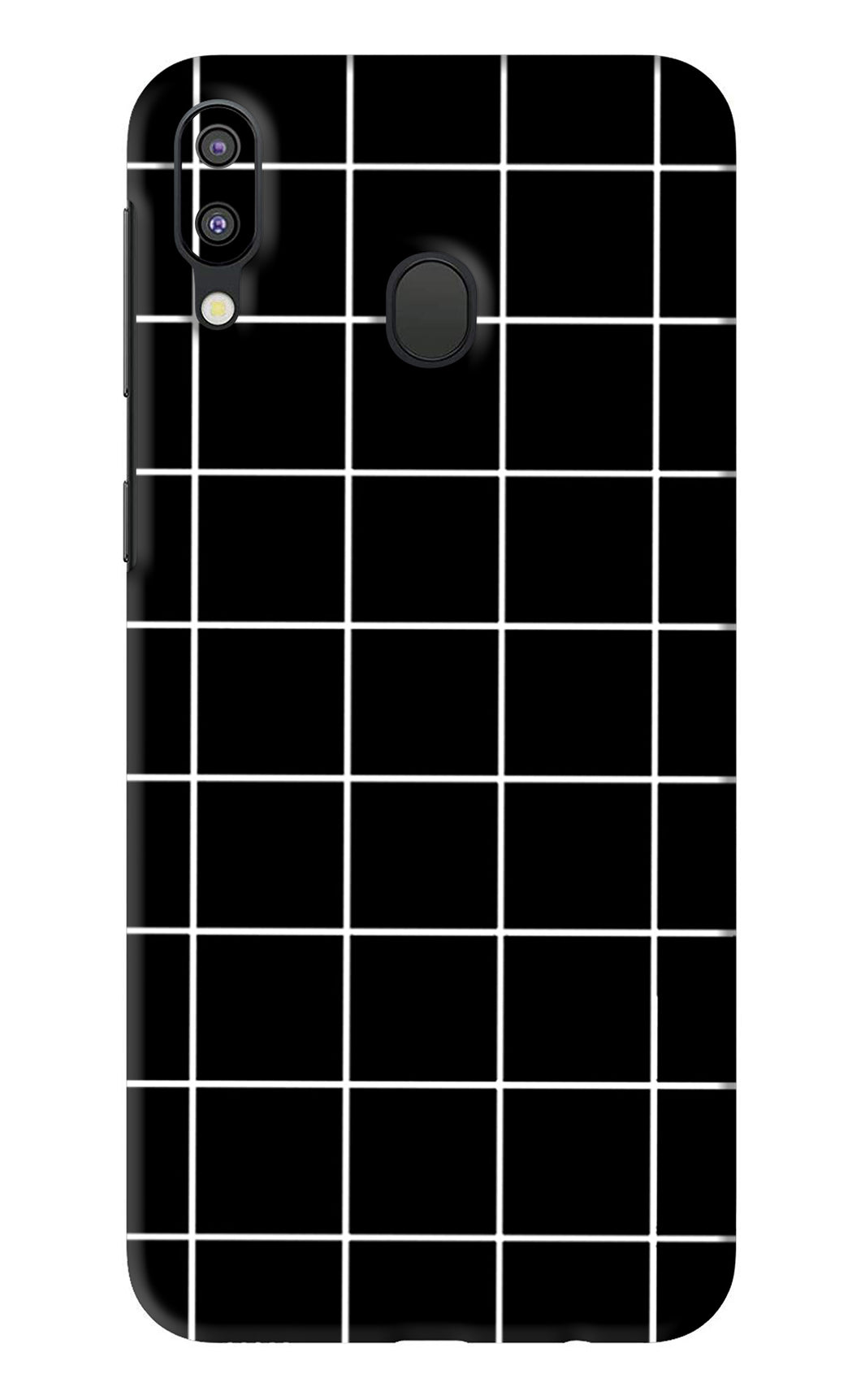White Grid Samsung Galaxy M20 Back Skin Wrap