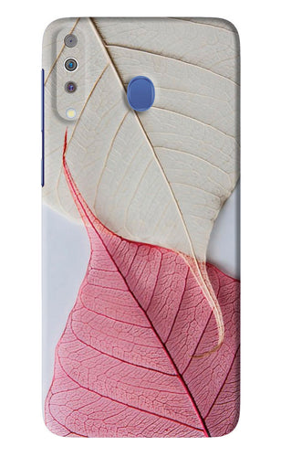 White Pink Leaf Samsung Galaxy M30 Back Skin Wrap