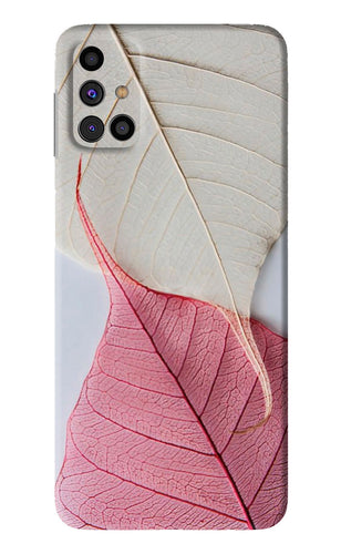 White Pink Leaf Samsung Galaxy M31s Back Skin Wrap