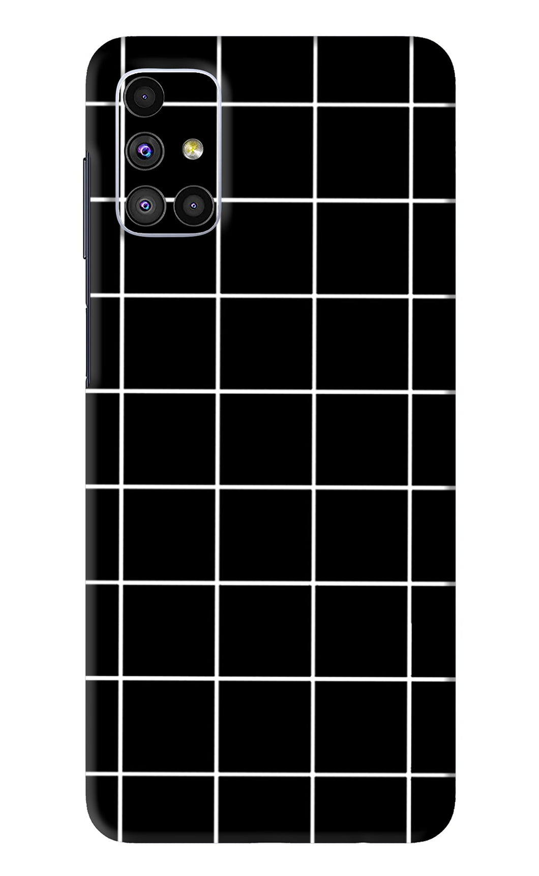 White Grid Samsung Galaxy M51 Back Skin Wrap