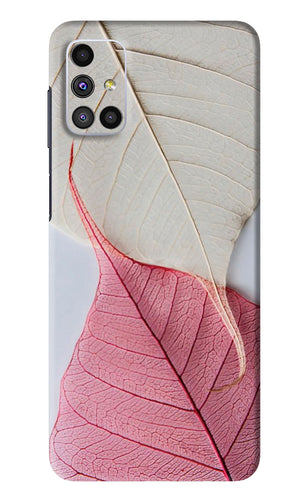 White Pink Leaf Samsung Galaxy M51 Back Skin Wrap