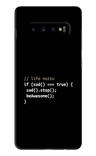 Life Motto Code Samsung Galaxy S10 Plus Back Skin Wrap