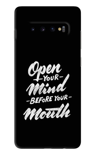 Open Your Mind Before Your Mouth Samsung Galaxy S10 Plus Back Skin Wrap