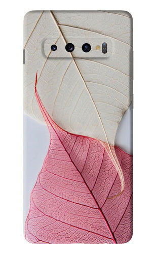 White Pink Leaf Samsung Galaxy S10 Plus Back Skin Wrap