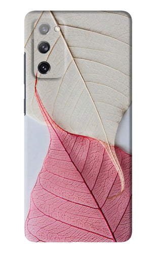 White Pink Leaf Samsung Galaxy S20 FE Back Skin Wrap