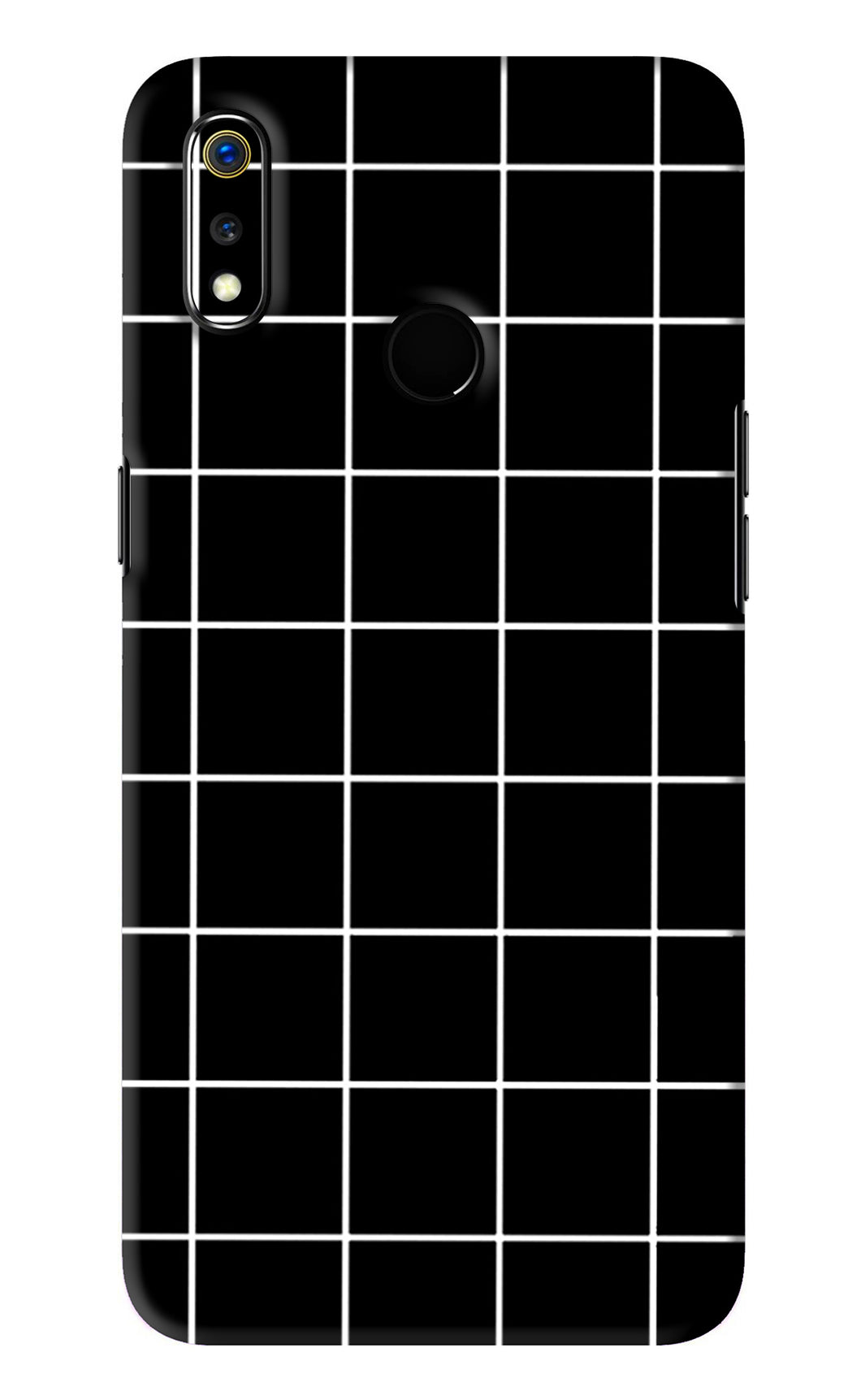 White Grid Realme 3 Back Skin Wrap