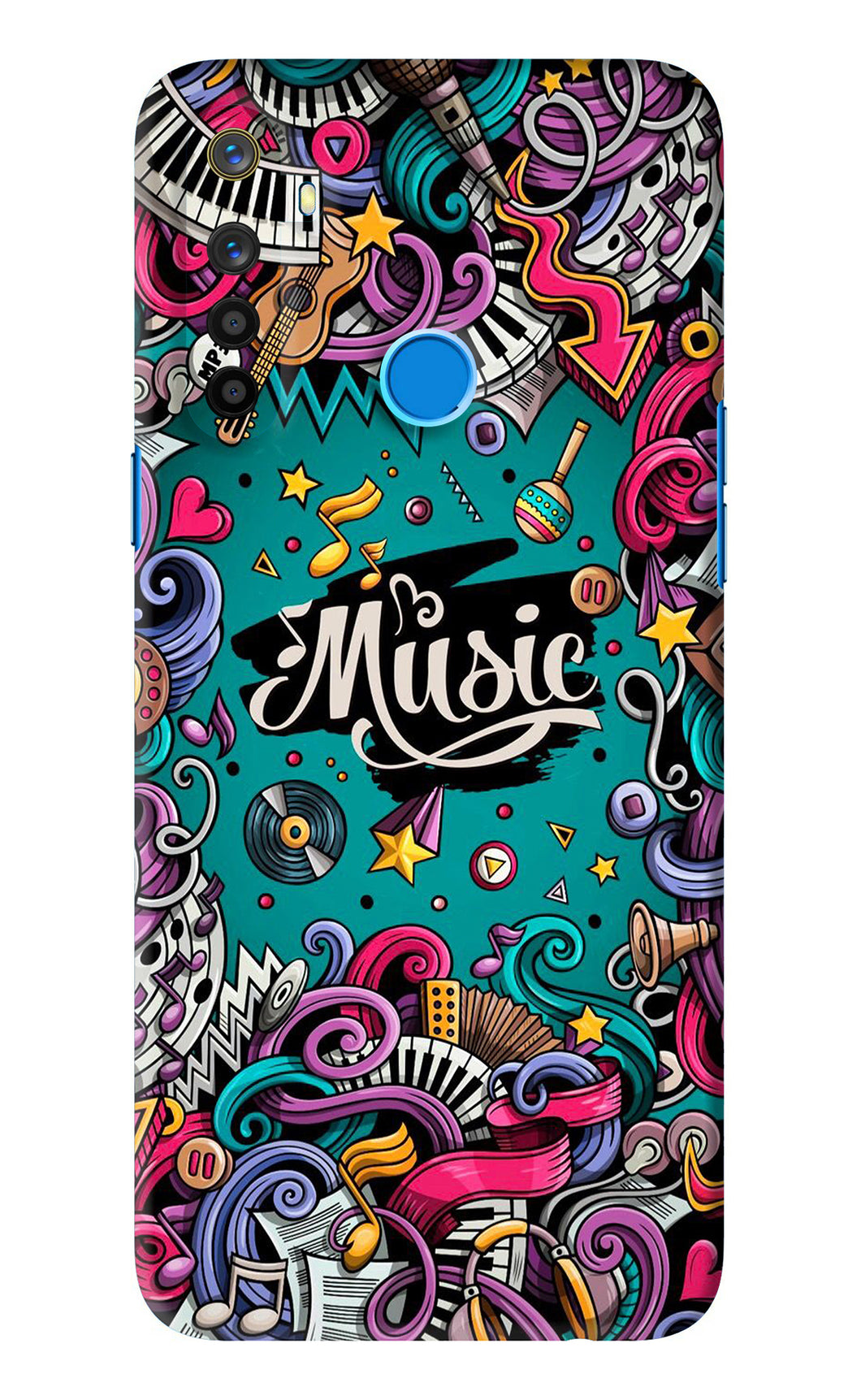 Music Graffiti Realme 5i Back Skin Wrap