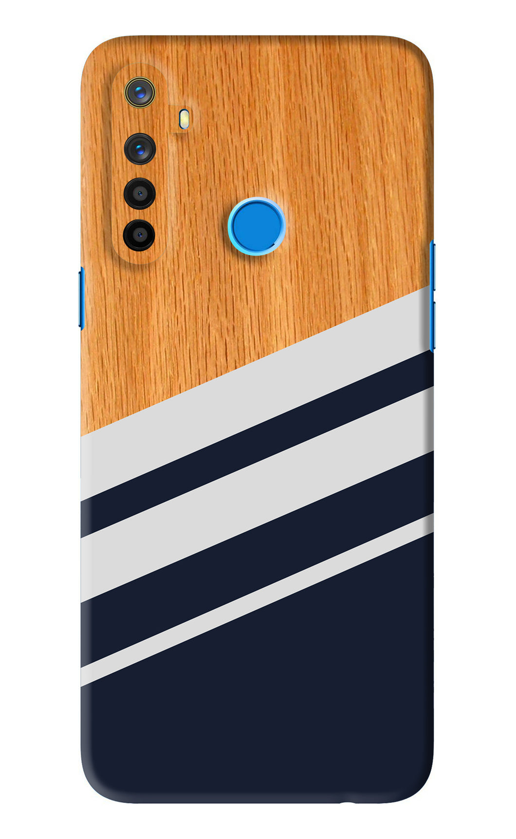 Black And White Wooden Realme 5i Back Skin Wrap