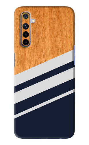 Black And White Wooden Realme 6i Back Skin Wrap