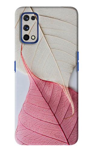 White Pink Leaf Realme 7 Pro Back Skin Wrap