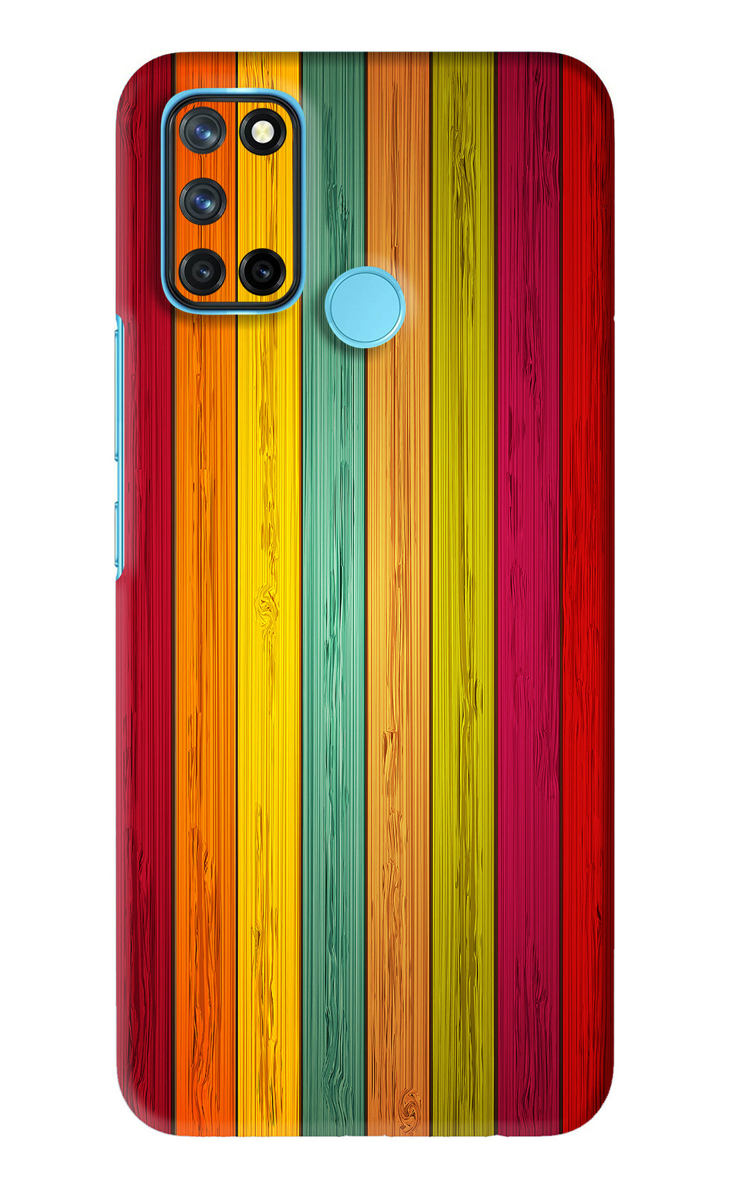 Multicolor Wooden Realme 7i Back Skin Wrap