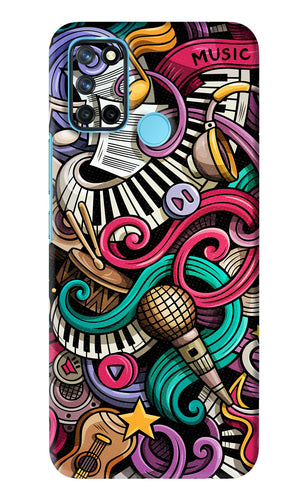 Music Abstract Realme 7i Back Skin Wrap