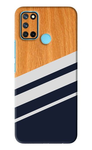 Black And White Wooden Realme 7i Back Skin Wrap