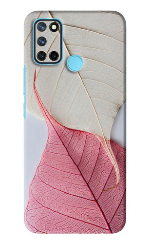 White Pink Leaf Realme 7i Back Skin Wrap