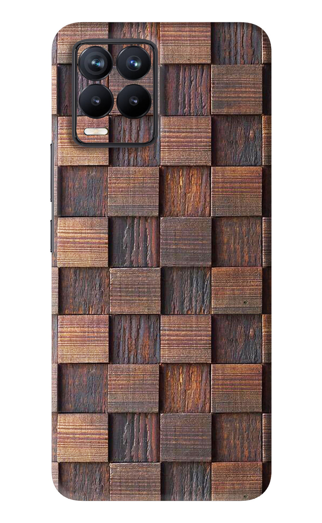 Wooden Cube Design Realme 8 Back Skin Wrap