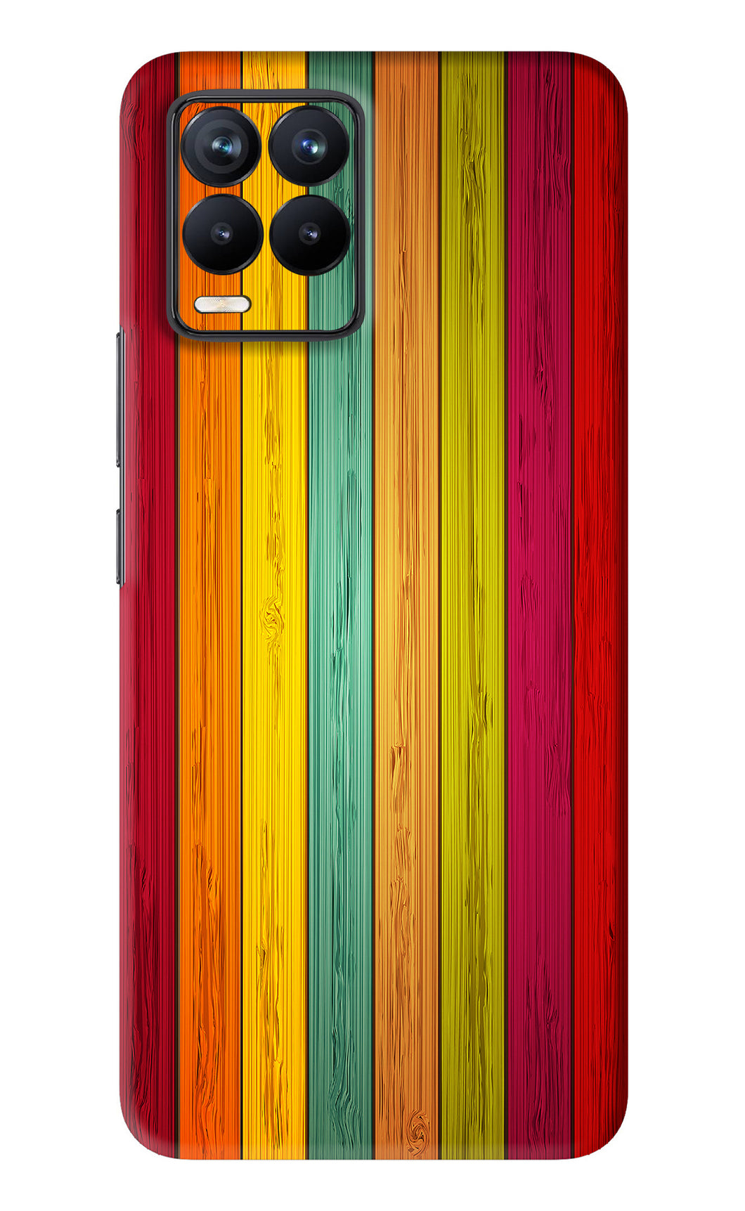 Multicolor Wooden Realme 8 Back Skin Wrap