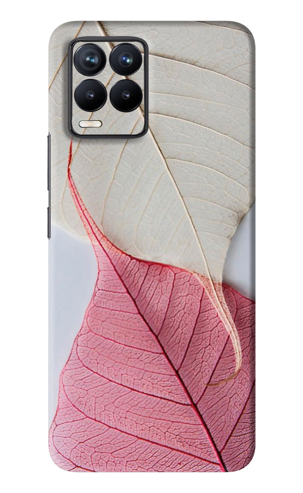 White Pink Leaf Realme 8 Back Skin Wrap