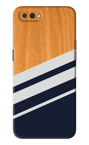 Black And White Wooden Realme C2 Back Skin Wrap