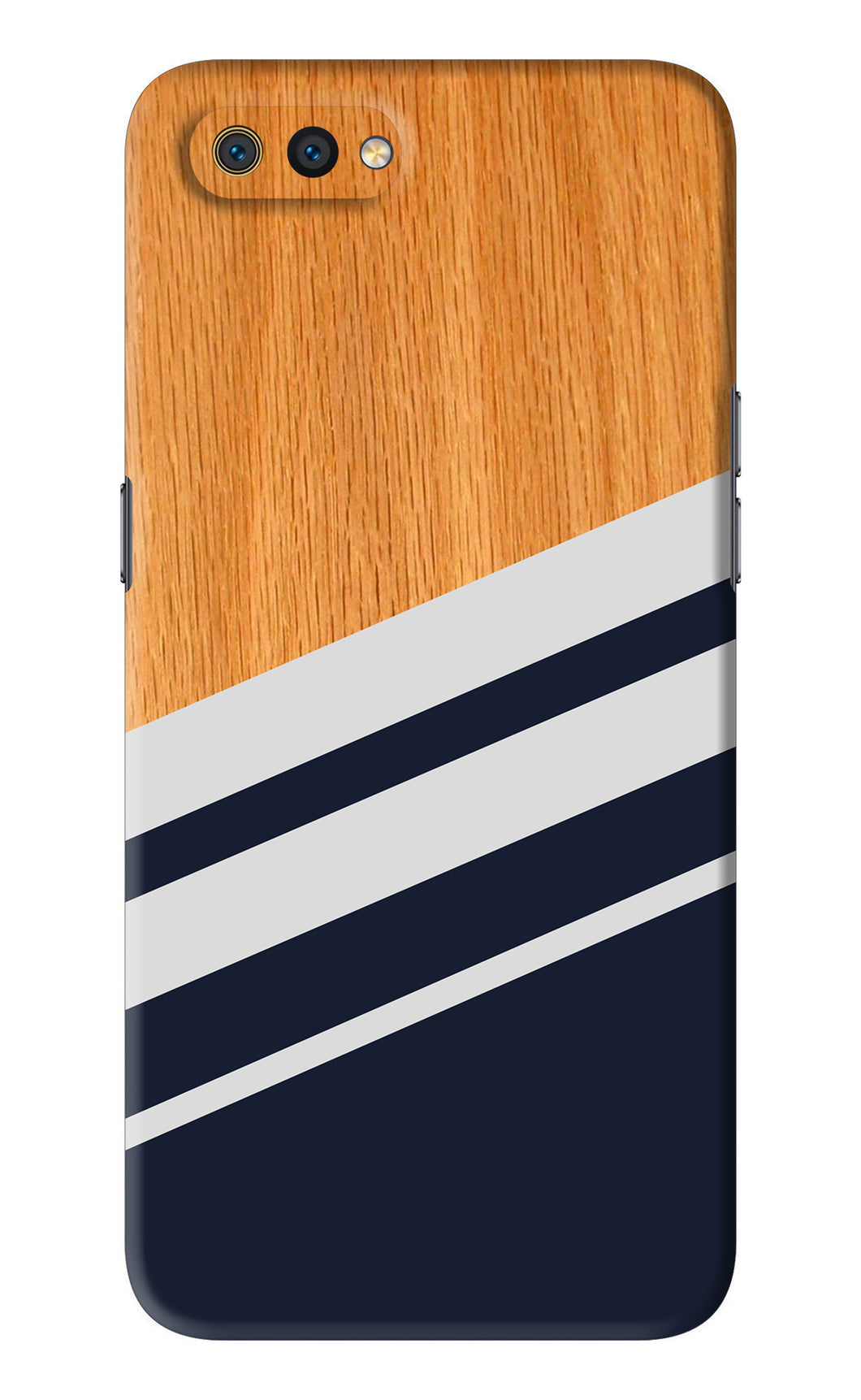 Black And White Wooden Realme C2 Back Skin Wrap