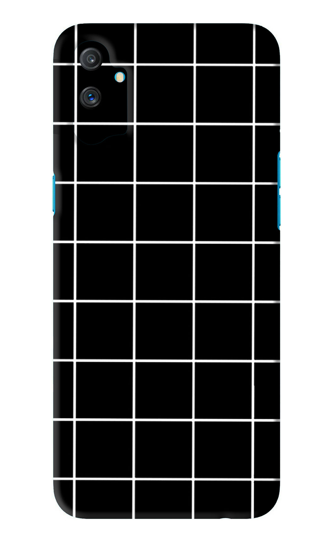 White Grid Realme C3 Back Skin Wrap