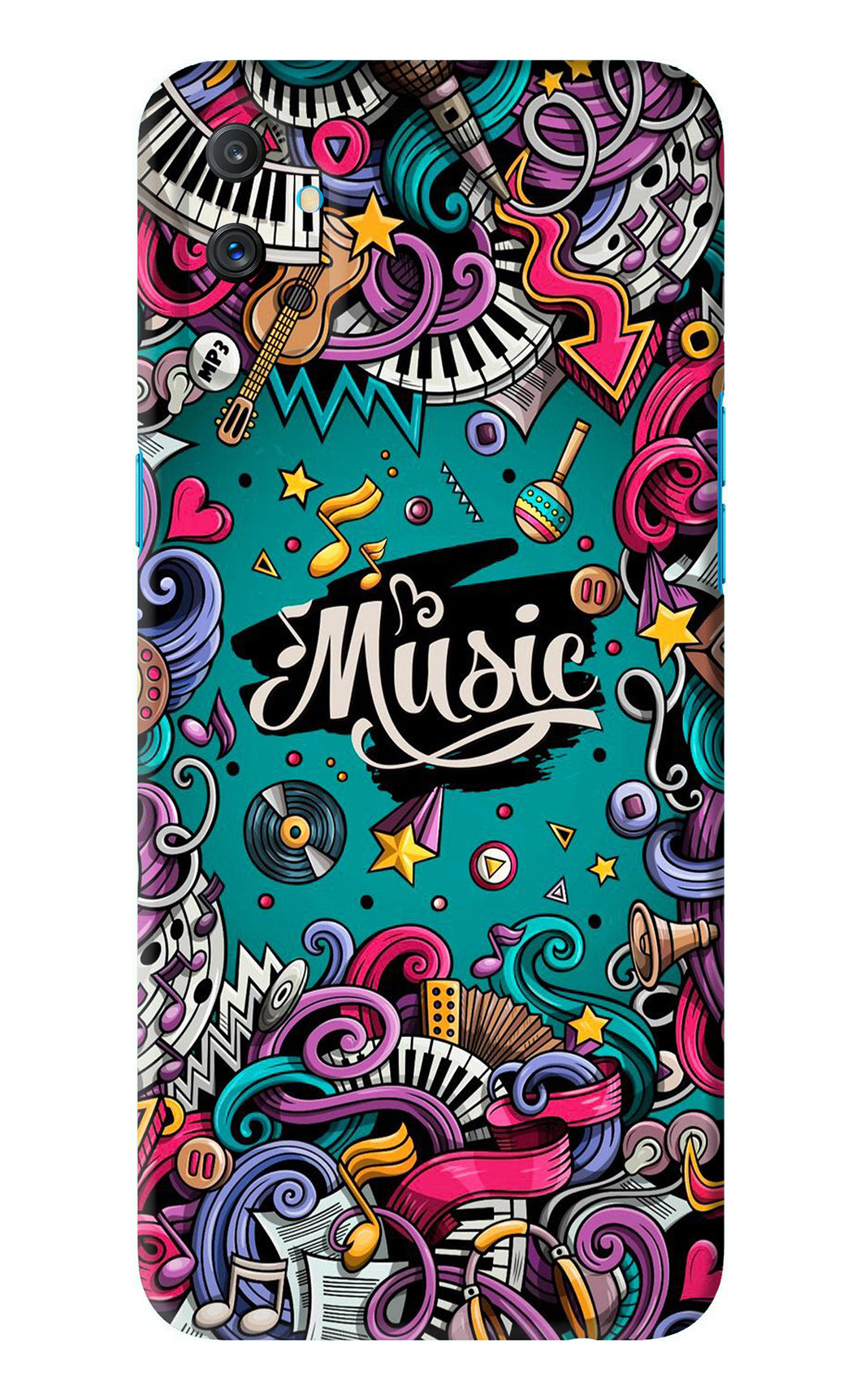 Music Graffiti Realme C3 Back Skin Wrap