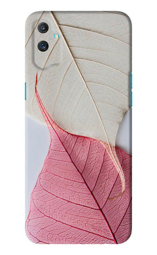 White Pink Leaf Realme C3 Back Skin Wrap