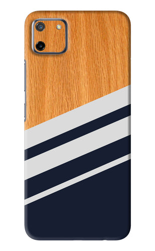 Black And White Wooden Realme C11 Back Skin Wrap