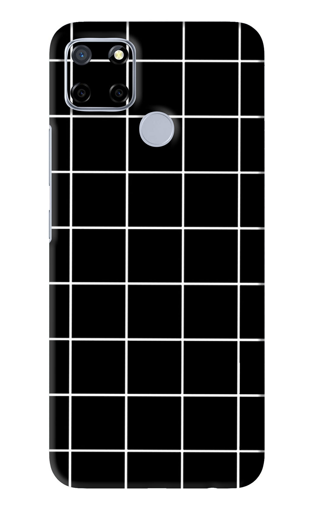 White Grid Realme C12 Back Skin Wrap